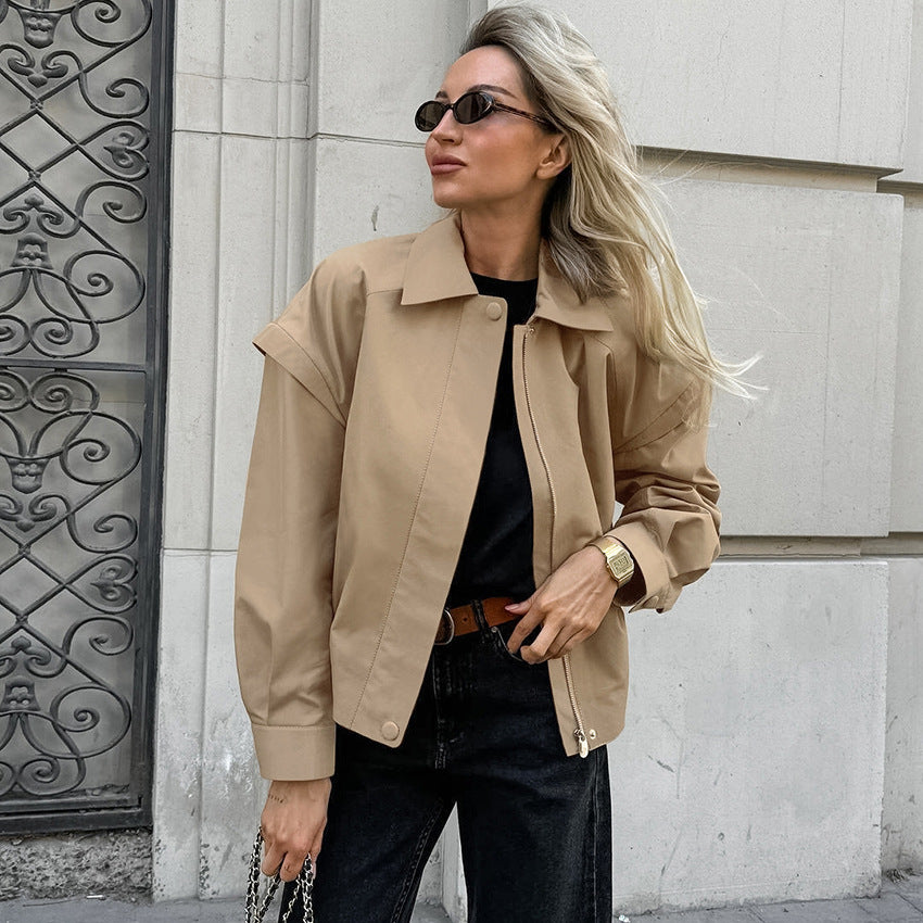 Blouson Bombardier Élégant Beige Sable