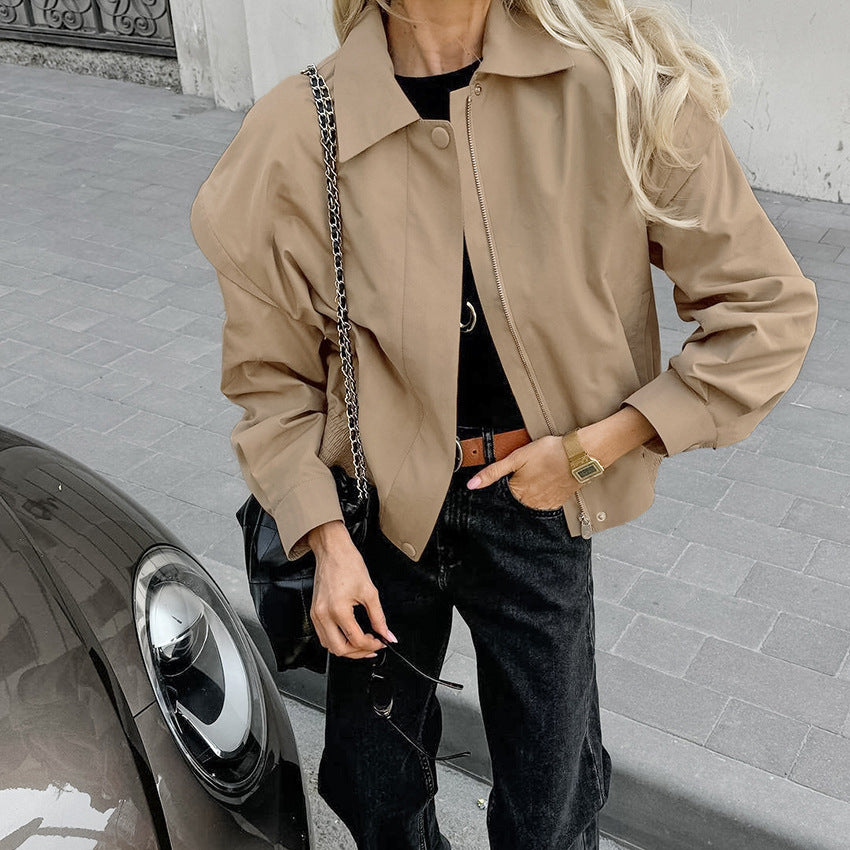 Blouson Bombardier Élégant Beige Sable